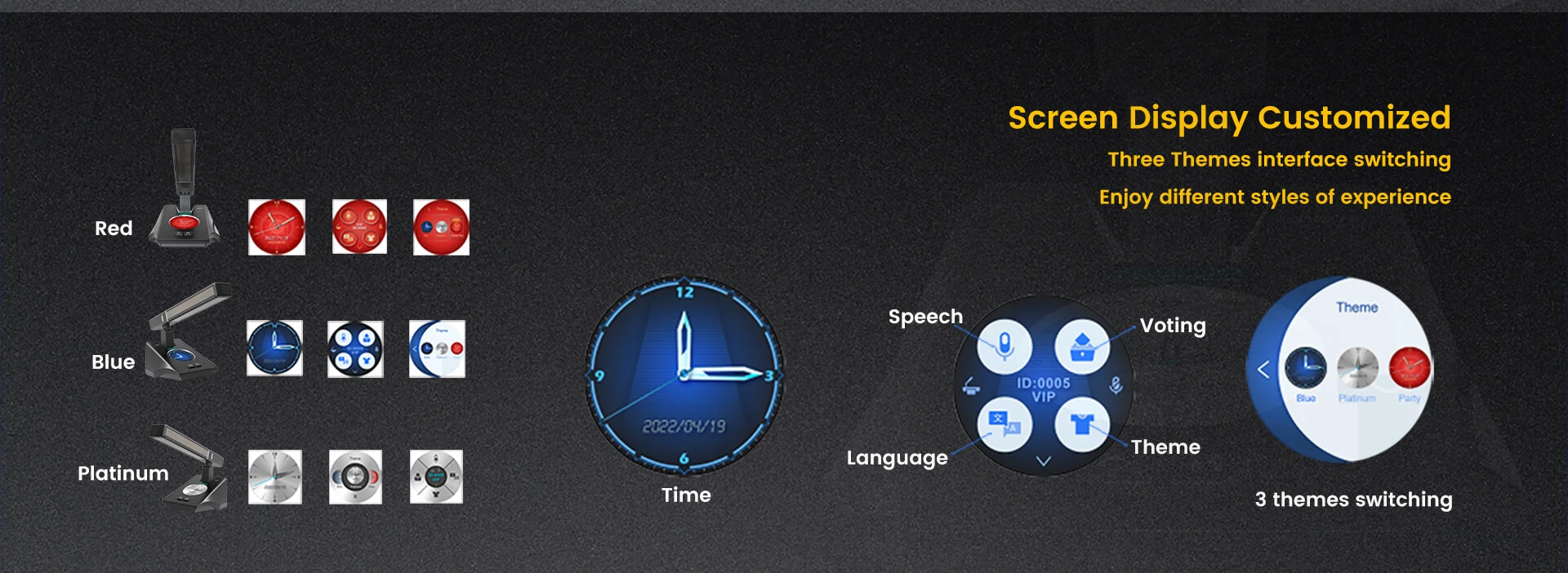 Dual-backup Desktop Speaking & Voting Chairman Unit na May Dual Rods