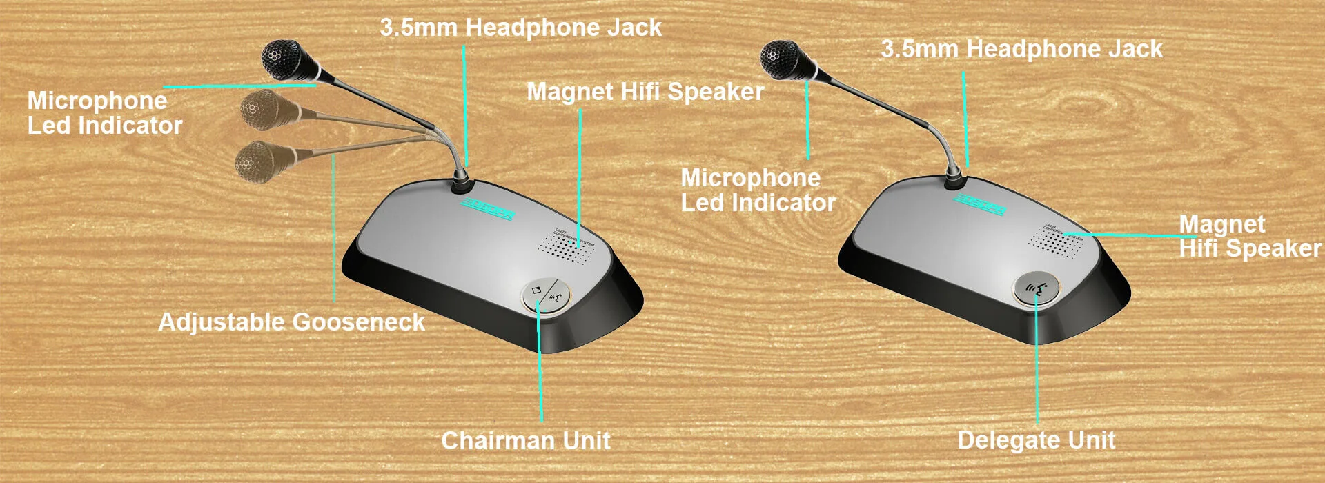 Buong Digital Conference Chairman Unit Microphone Gooseneck