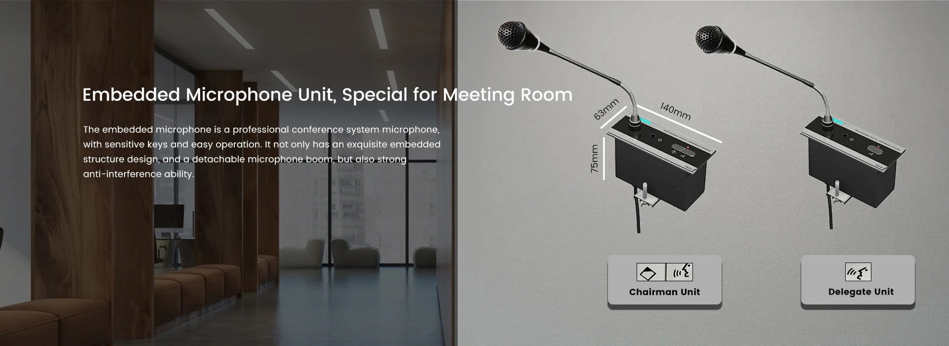 Buong Digital Conference Embedded Delegate Unit Microphone Gooseneck