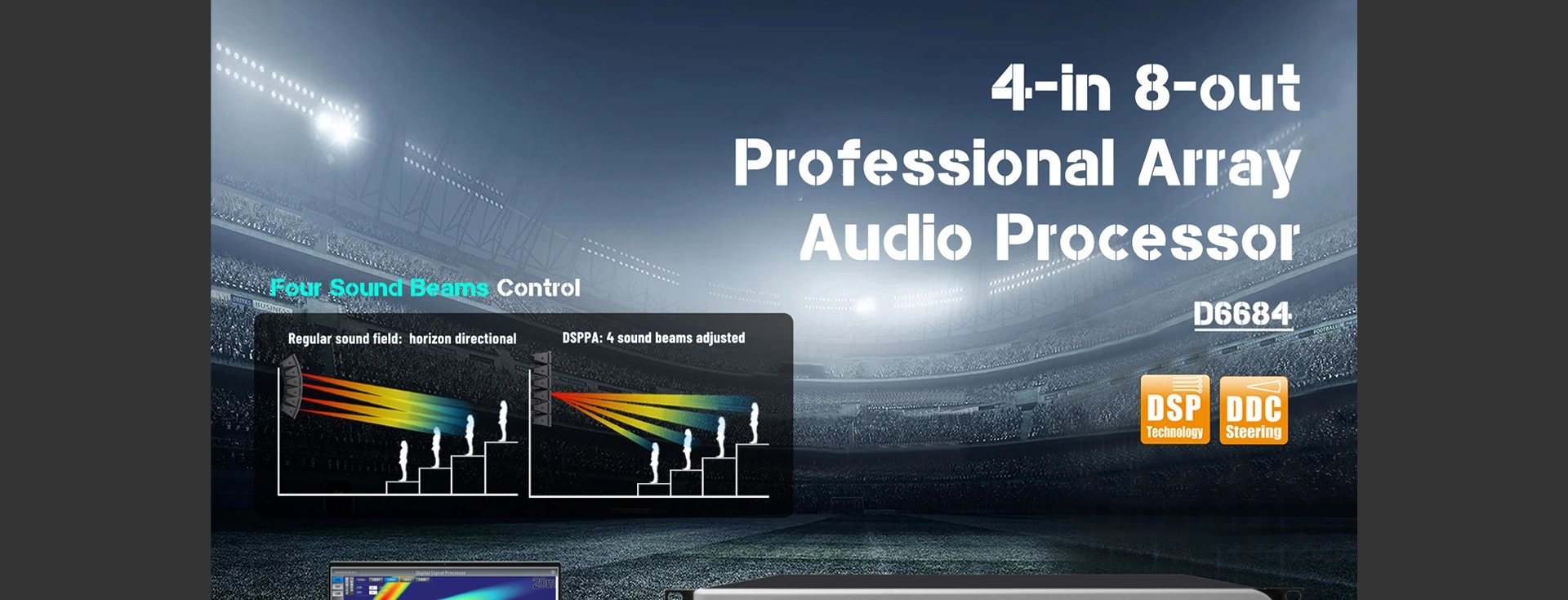 4-in 8-out Professional Array Audio Processor