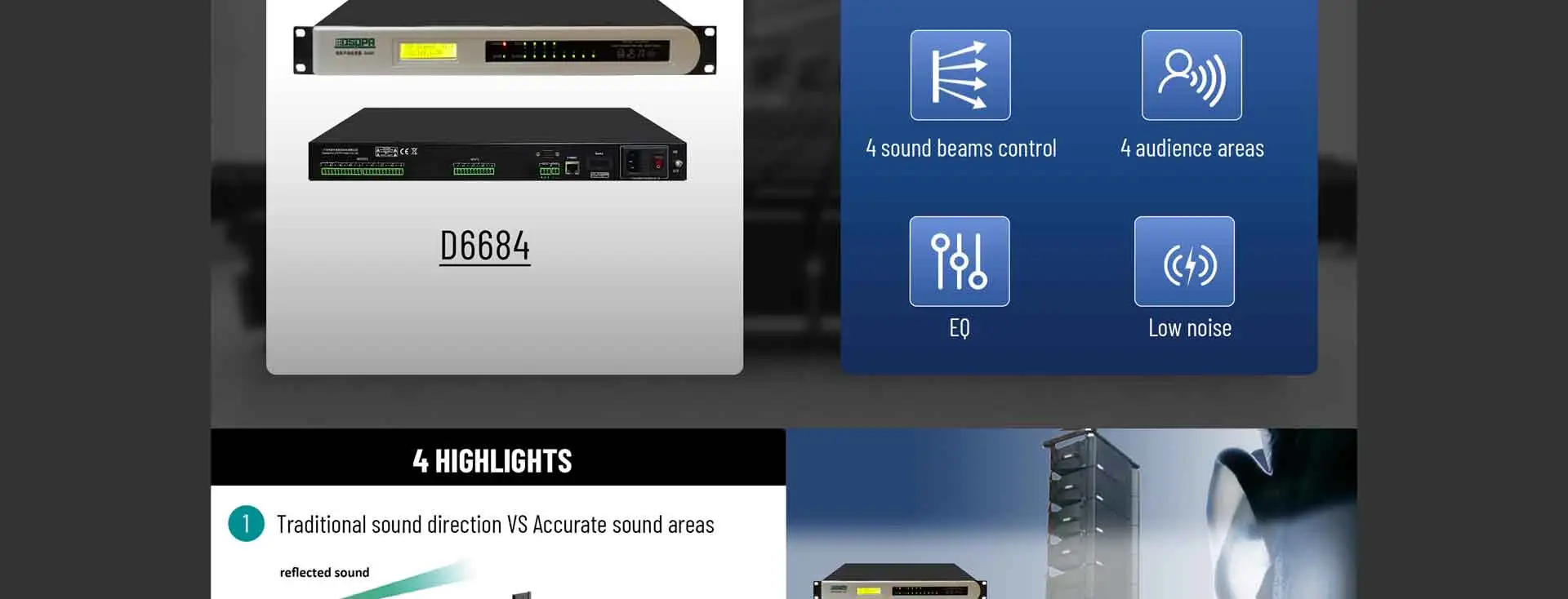 4-in 8-out Professional Array Audio Processor