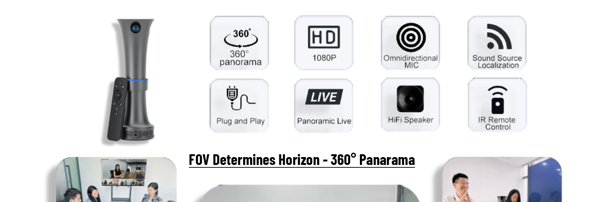 Panoramic 360-degree Video Conference Camera na may Speakerphone.