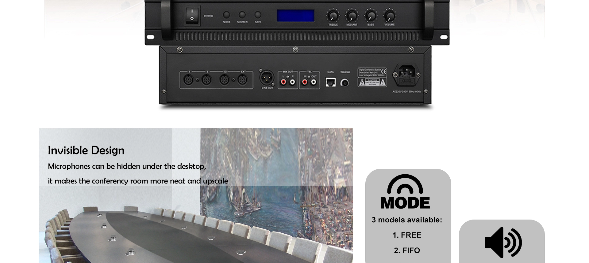 Naka-embed na Desk Boundary Deleagate Micropono