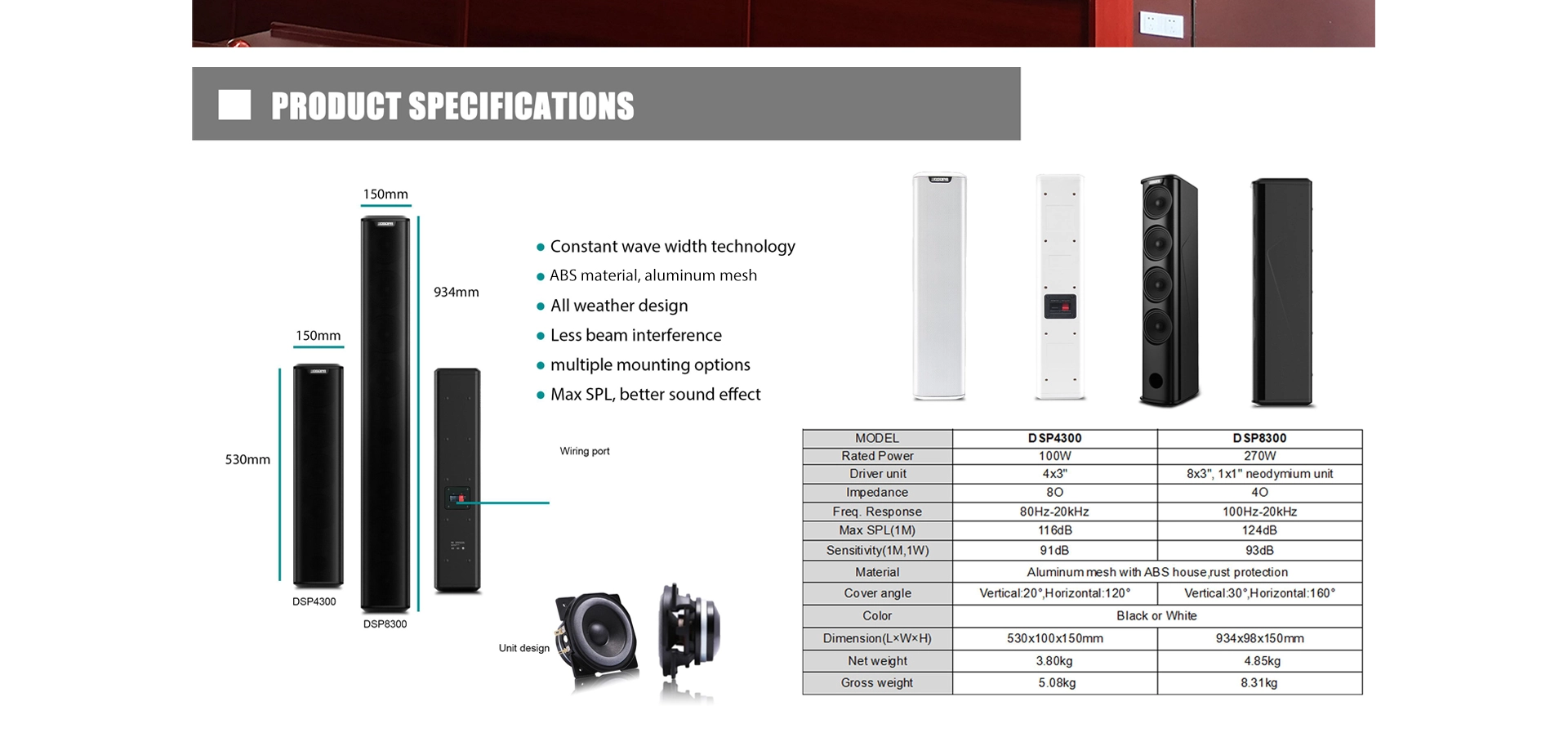 3 Icnh 270W Line Array Column Speaker