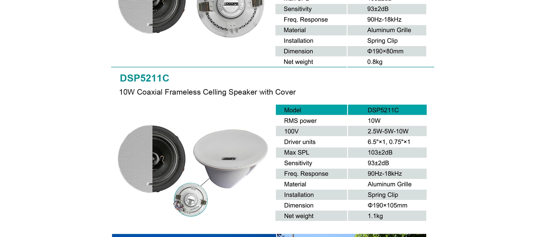 6.5 ''10W Ceiling Speaker 8 Ohm