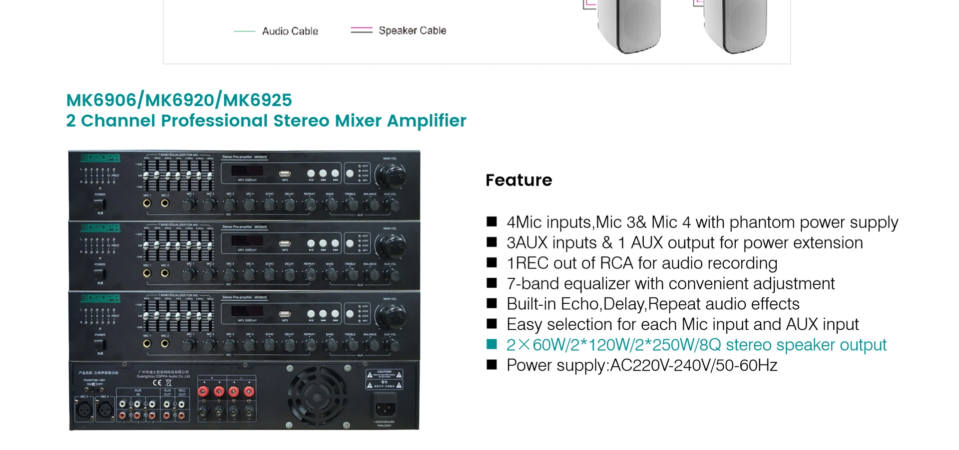 2x120W Integrated Conference Mixer Amplifier