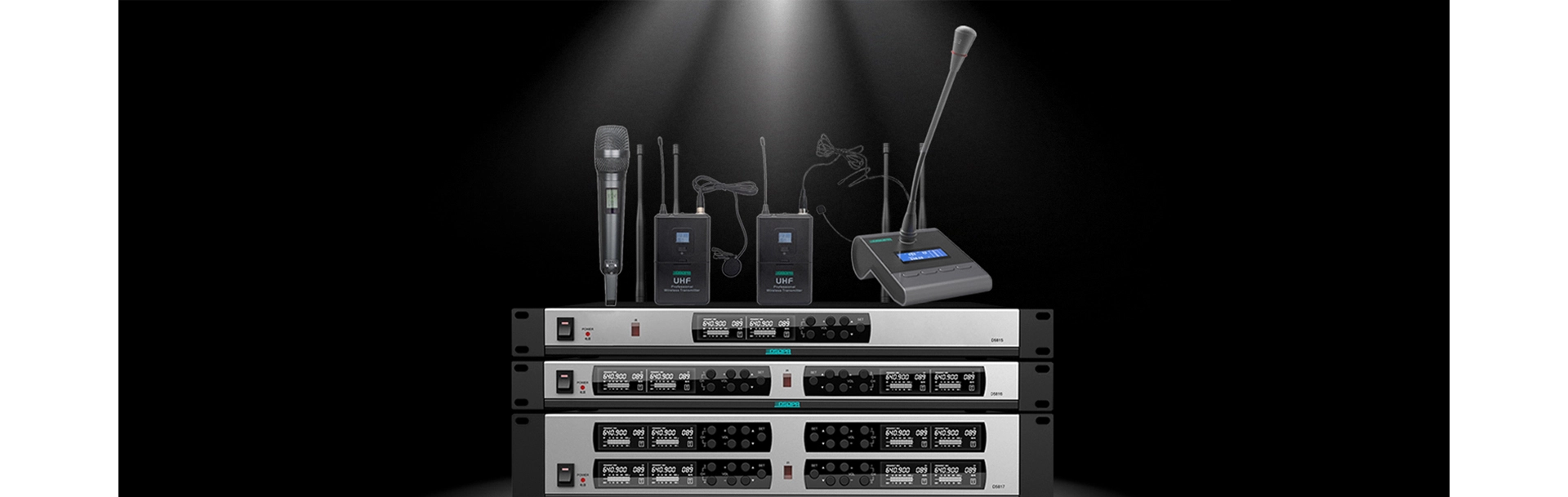 Tunay na Pagkakaiba-iba ng UHF Wireless Microphone System (2 kamay na mic)