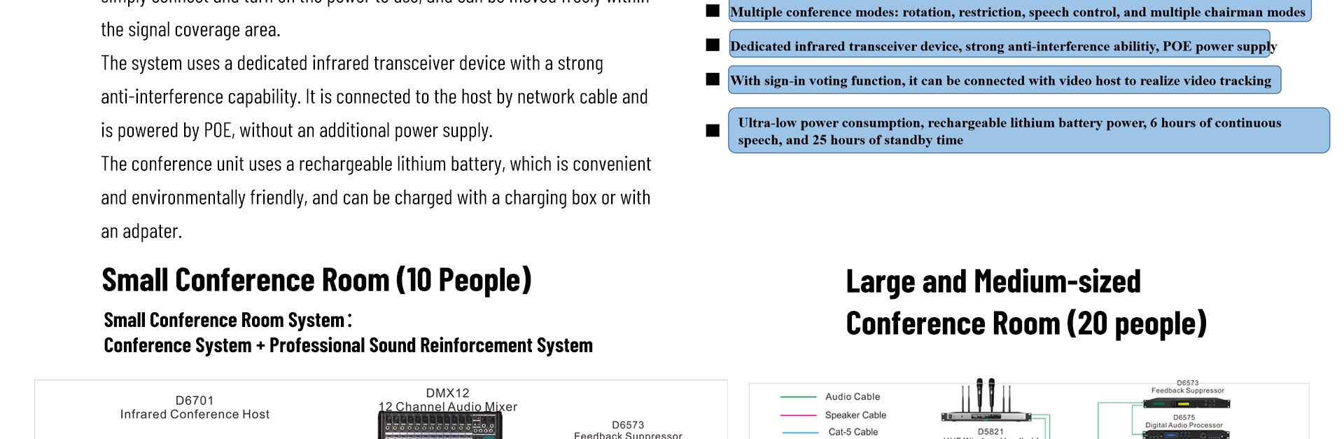 Infrared Wireless Discusion Conference System Chairman Micropono