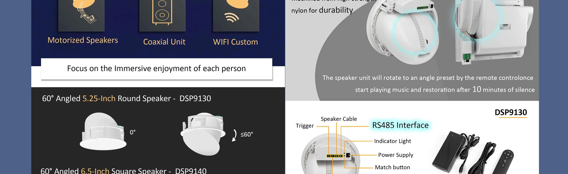 30W Round Motorized Ceiling Speaker