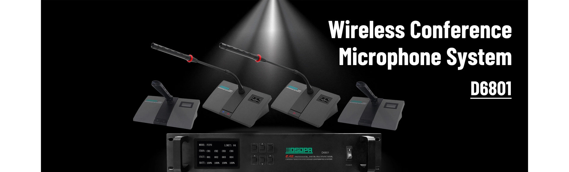 Wireless Chairman Microphone na may Lithium Batterya