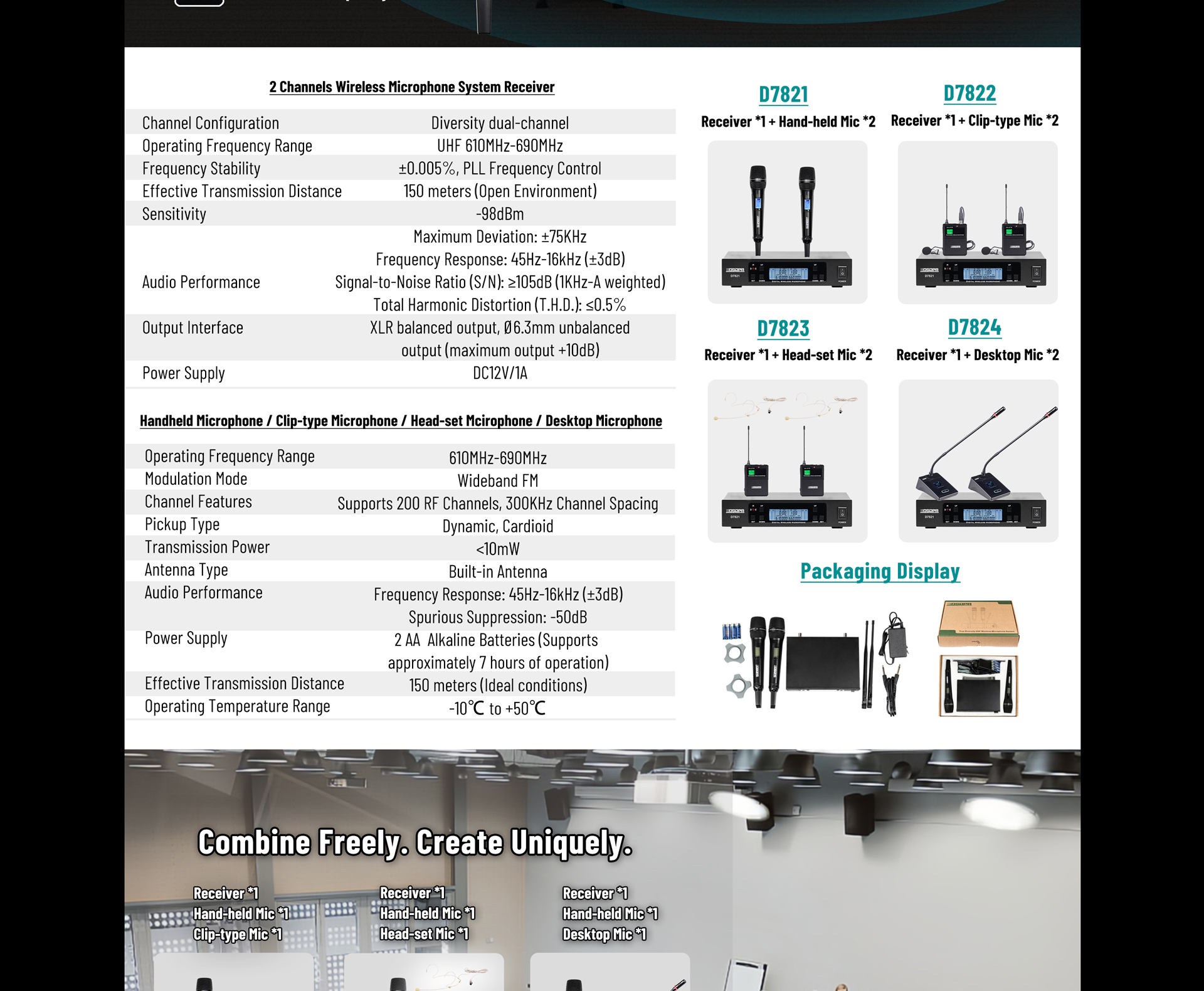 Tunay na Pagkakaiba-iba ng UHF Wireless Microphone System