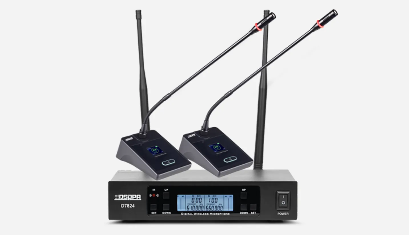 True Diversity UHF Wireless Microphone System with 2 Desktop Microphones - 翻译中...